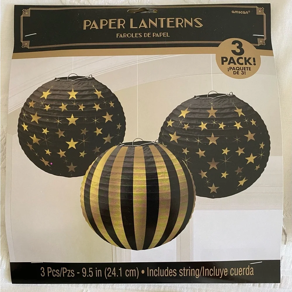 Black and Gold Paper Party Supplies NWT